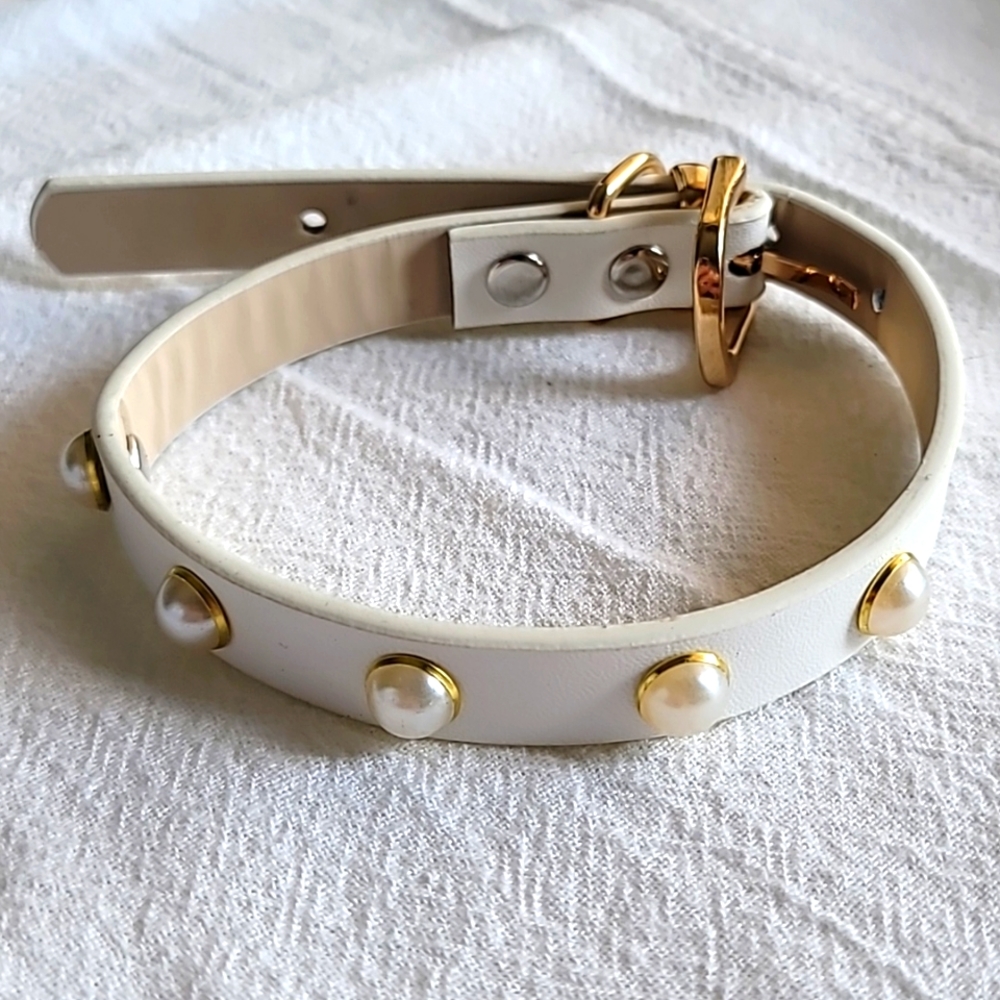 MEDIUM Faux Pearl Decor Pet Collar